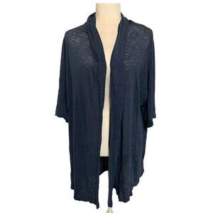 journal standard womens solid navy blue 100% linen cardiagn sweater large